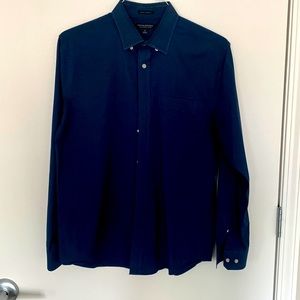 Banana Republic Dress Shirt Navy Blue Size: M Slim Flex Fit